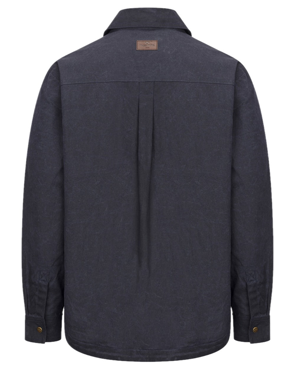Midnight Navy Coloured Hoggs of Fife Mens Huntly Waxed Canvas Utility Overshirt on white background 