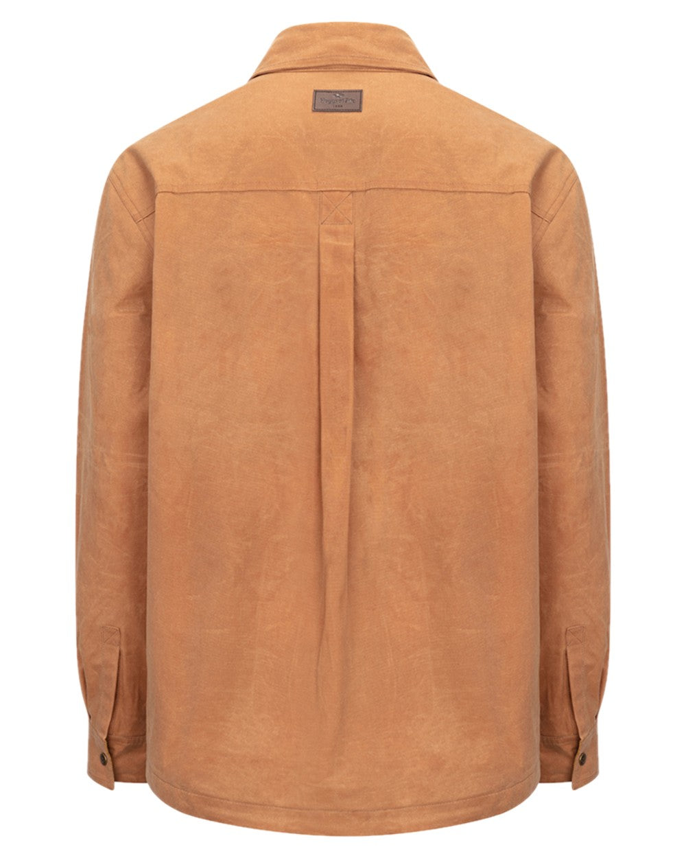Tan Coloured Hoggs of Fife Mens Huntly Waxed Canvas Utility Overshirt on white background 