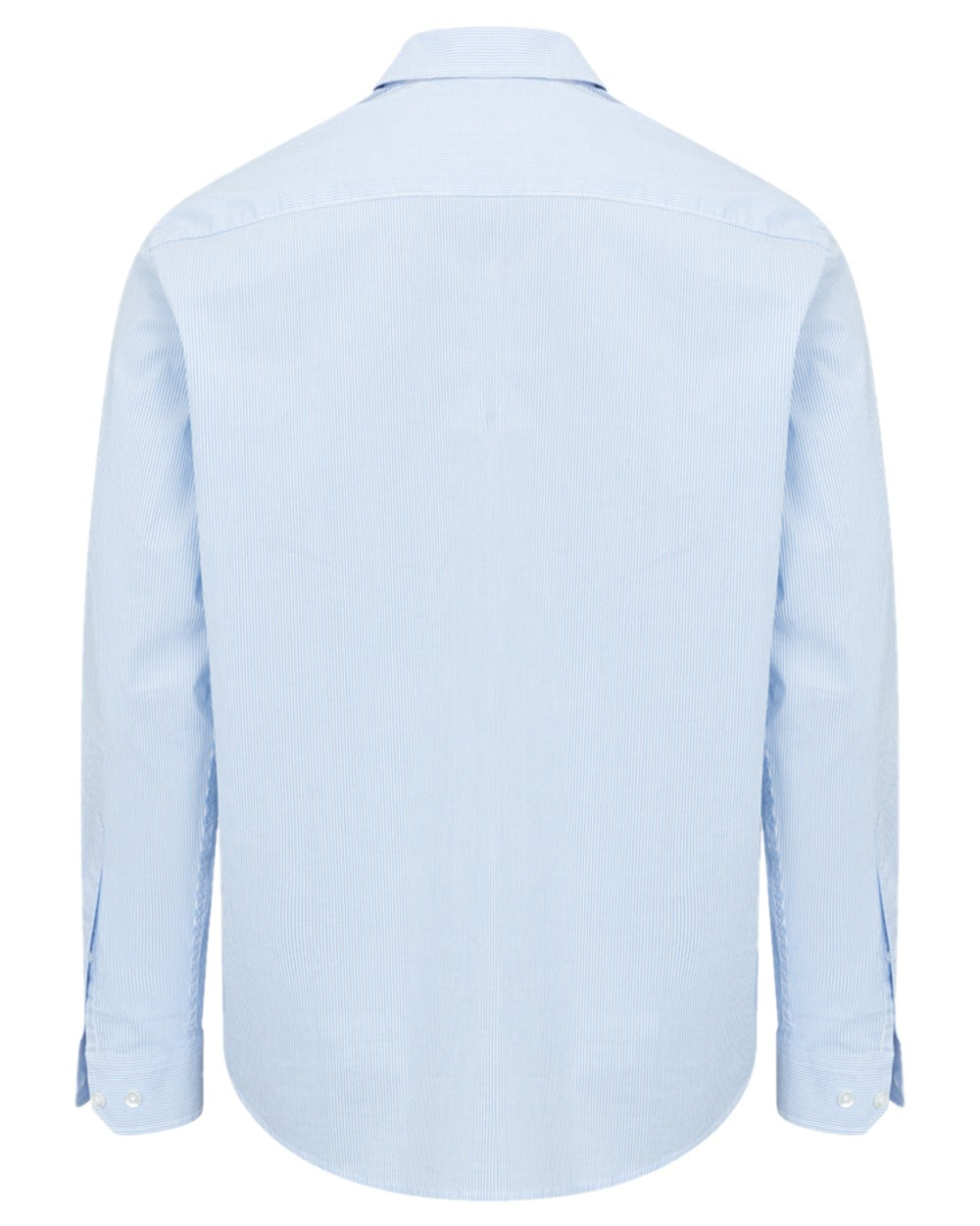 Blue White Coloured Hoggs of Fife Mens Ingliston Stretch Stripe Shirt on white background 