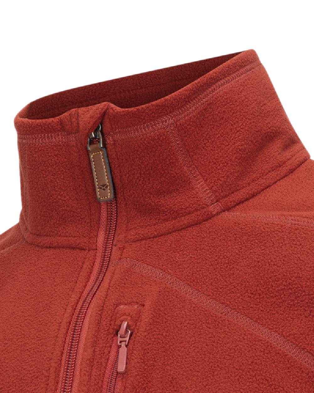 Burnt Henna Coloured Hoggs of Fife Mens Islander Techpro Quarter Zip Shirt on white background 
