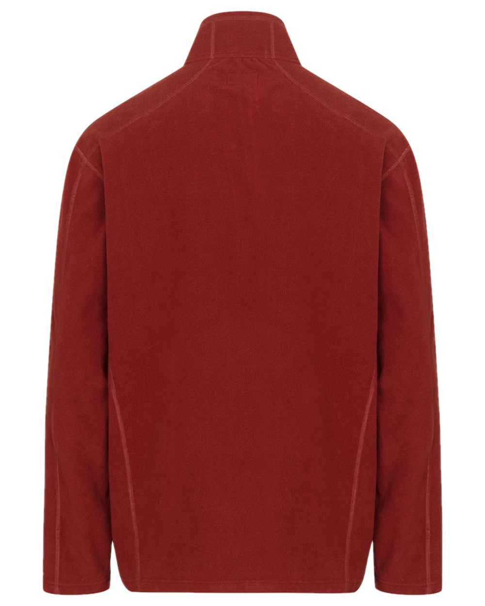 Burnt Henna Coloured Hoggs of Fife Mens Islander Techpro Quarter Zip Shirt on white background 