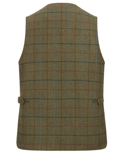 Green Blue coloured Hoggs of Fife Mens Kingussie Technical Tweed Field Waistcoat on white background 