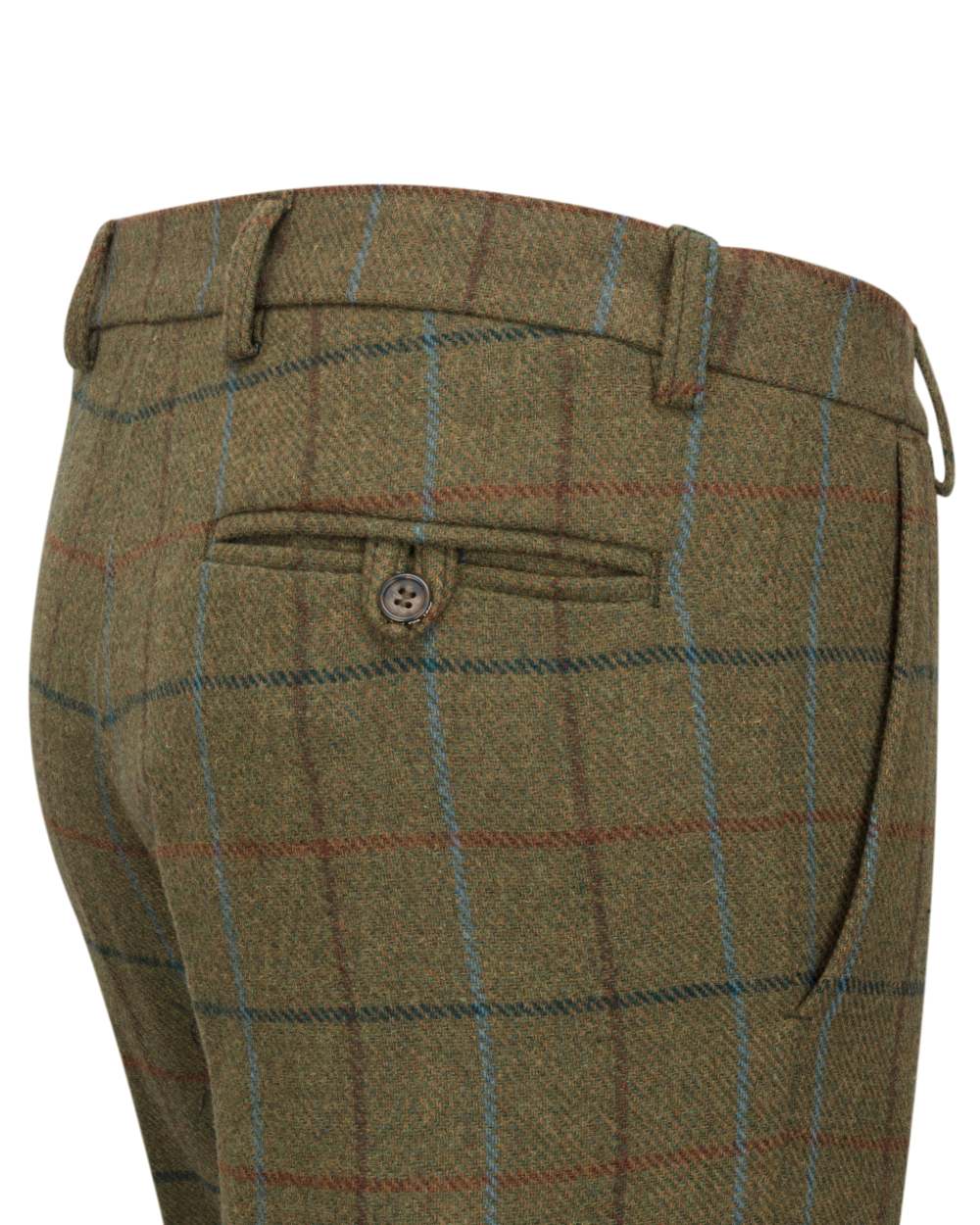 Green Blue coloured Hoggs of Fife Mens Kingussie Tweed Breeks on white background 