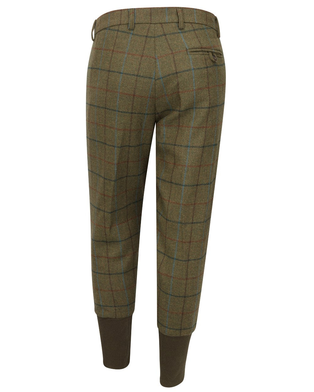Green Blue coloured Hoggs of Fife Mens Kingussie Tweed Breeks on white background 