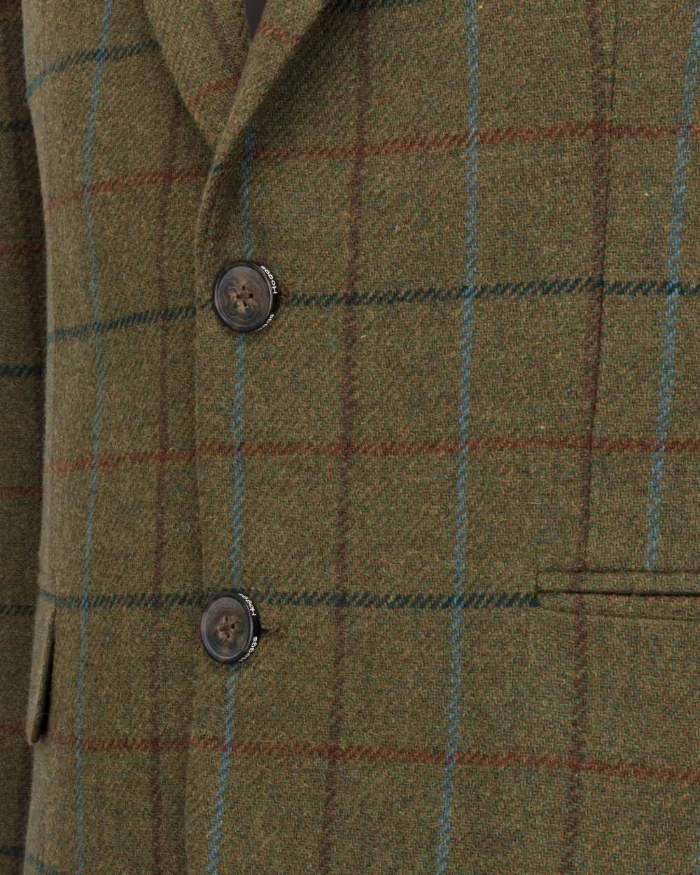 Green Blue coloured Hoggs of Fife Mens Kingussie Tweed Sports Jacket on white background 