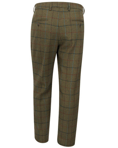 Green Blue coloured Hoggs of Fife Mens Kingussie Tweed Trousers on white background 