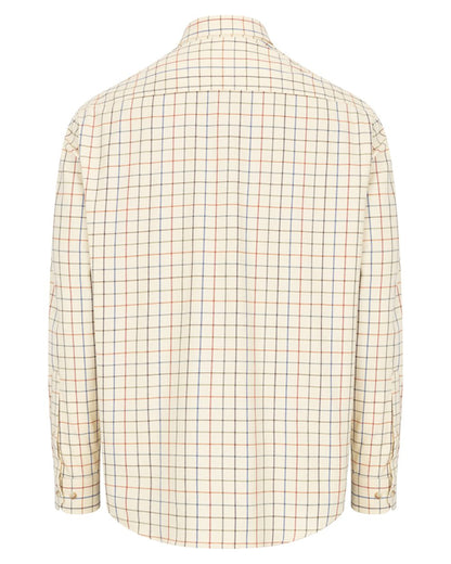 Barley Coloured Hoggs of Fife Mens Laird Premier Tattersall Shirt on white background 