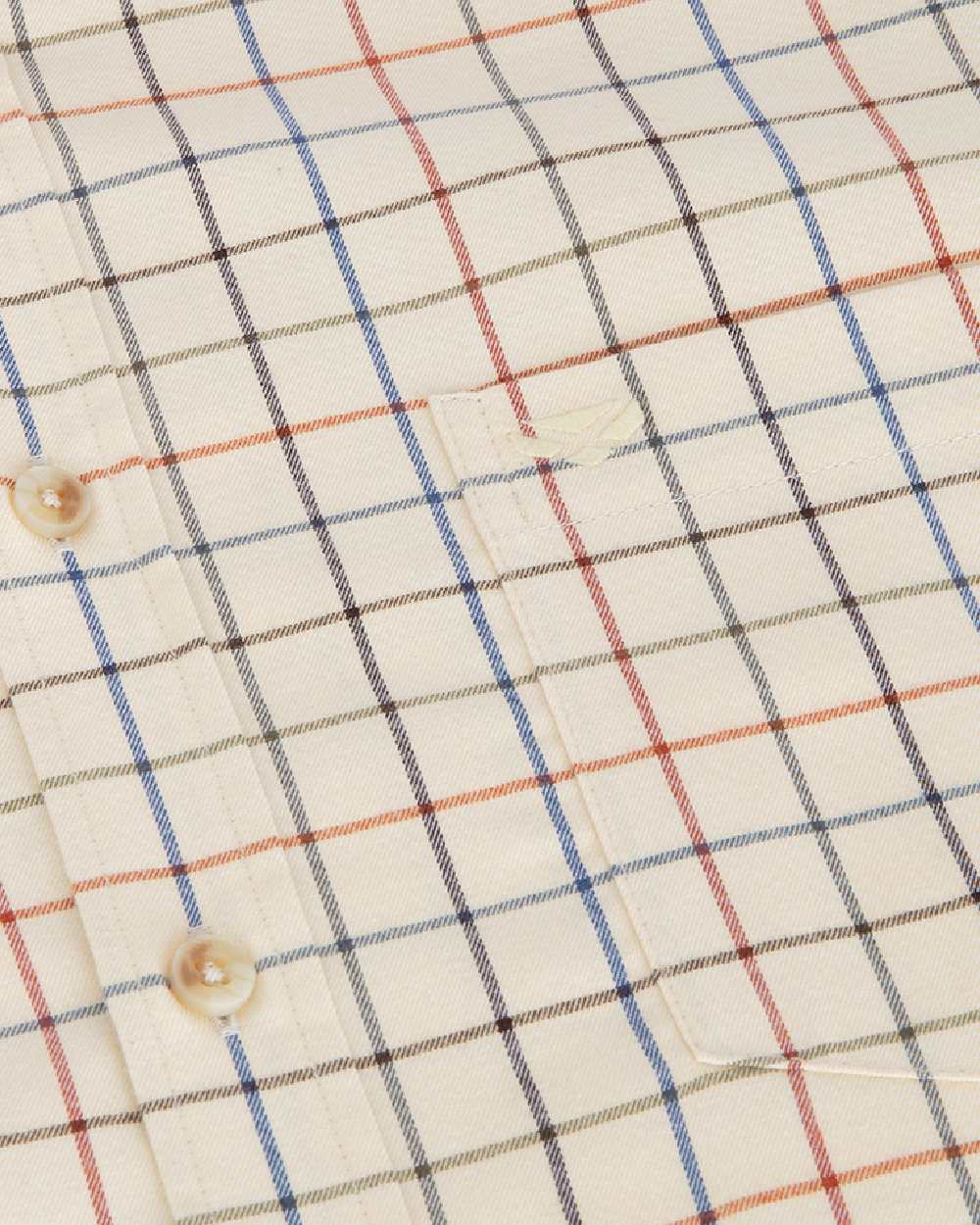 Barley Coloured Hoggs of Fife Mens Laird Premier Tattersall Shirt on white background 
