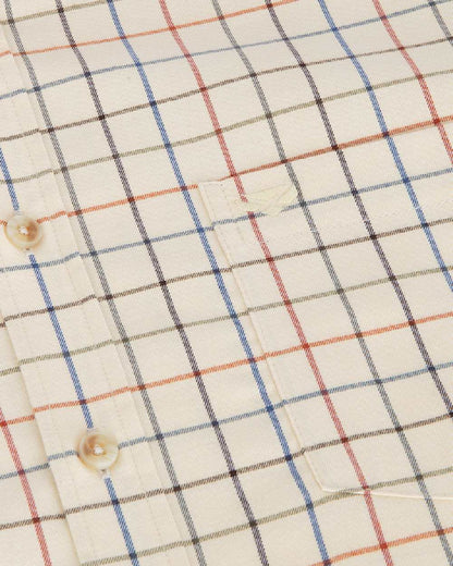 Barley Coloured Hoggs of Fife Mens Laird Premier Tattersall Shirt on white background 