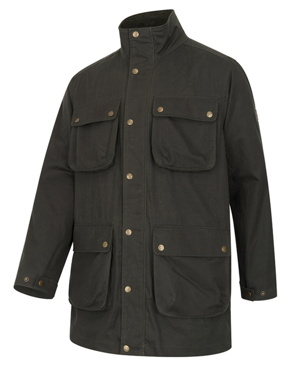 Dark Green coloured Hoggs of Fife Mens Linton Waxed Jacket on white background 