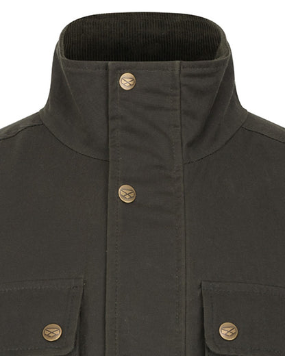 Dark Green coloured Hoggs of Fife Mens Linton Waxed Jacket on white background 