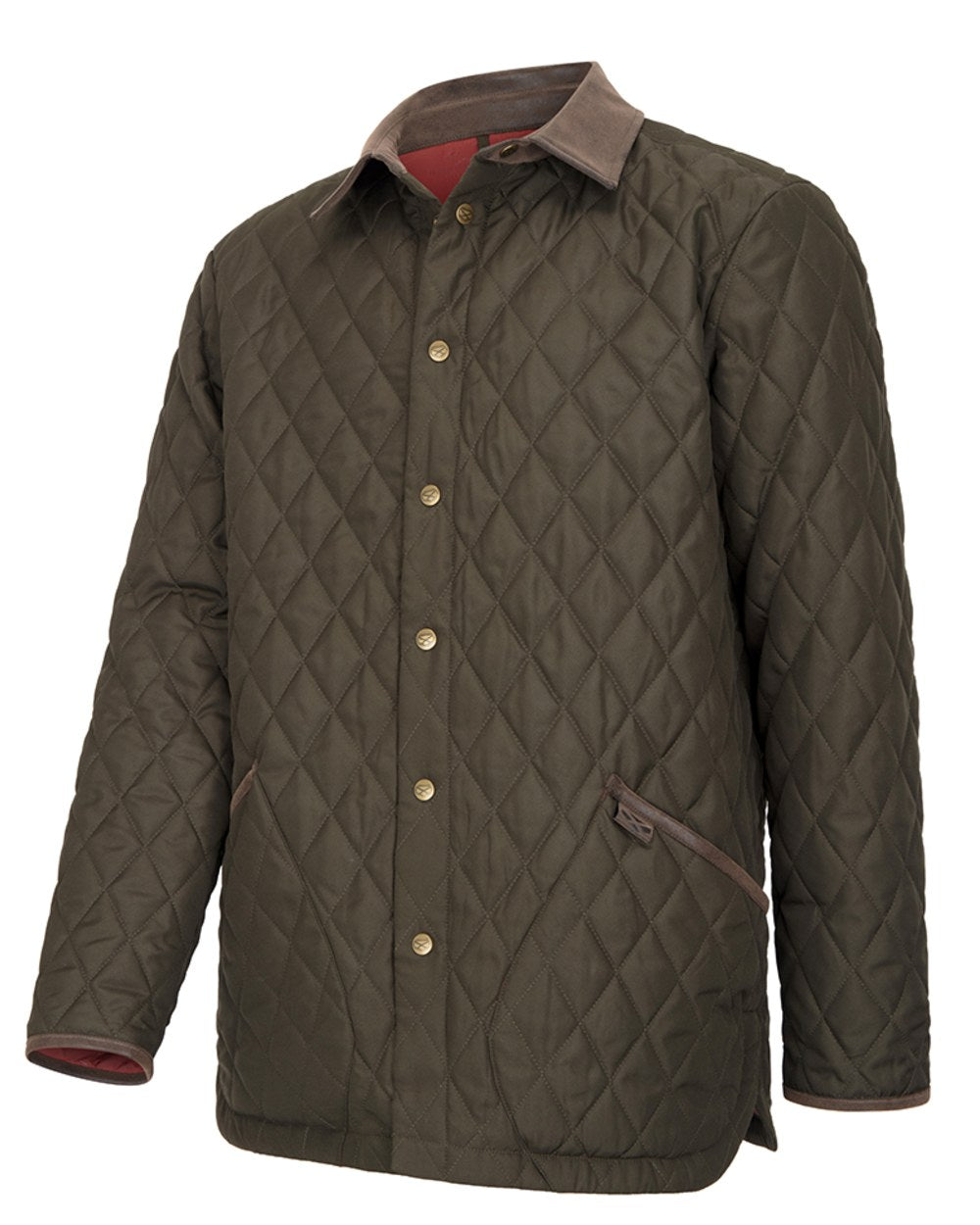 Forest Green Coloured Hoggs of Fife Mens Lochore Quilted Jacket on white background 