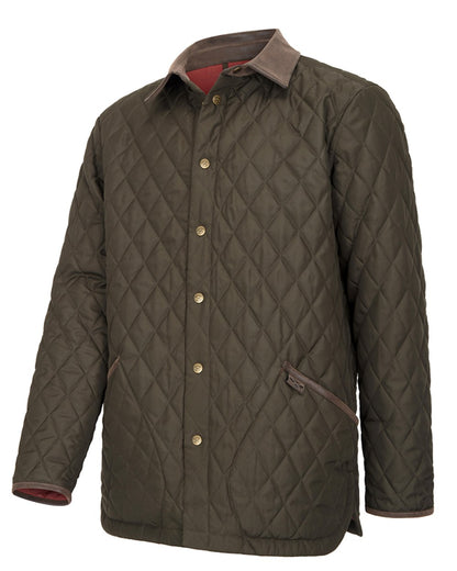 Forest Green Coloured Hoggs of Fife Mens Lochore Quilted Jacket on white background 