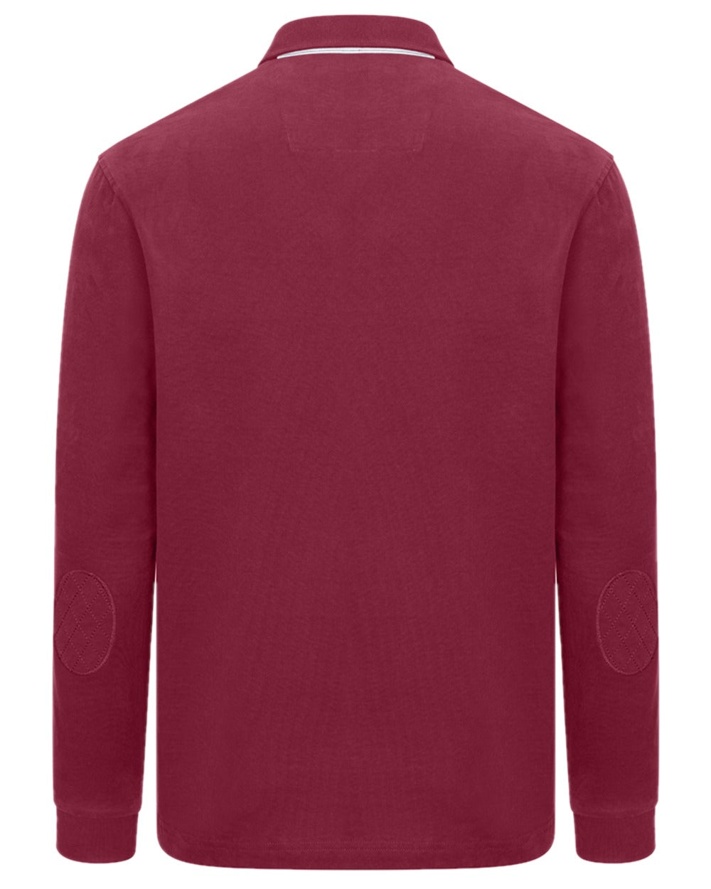 Burgundy Coloured Hoggs of Fife Mens Moffat Long Sleeve Rugby Shirt on white background 