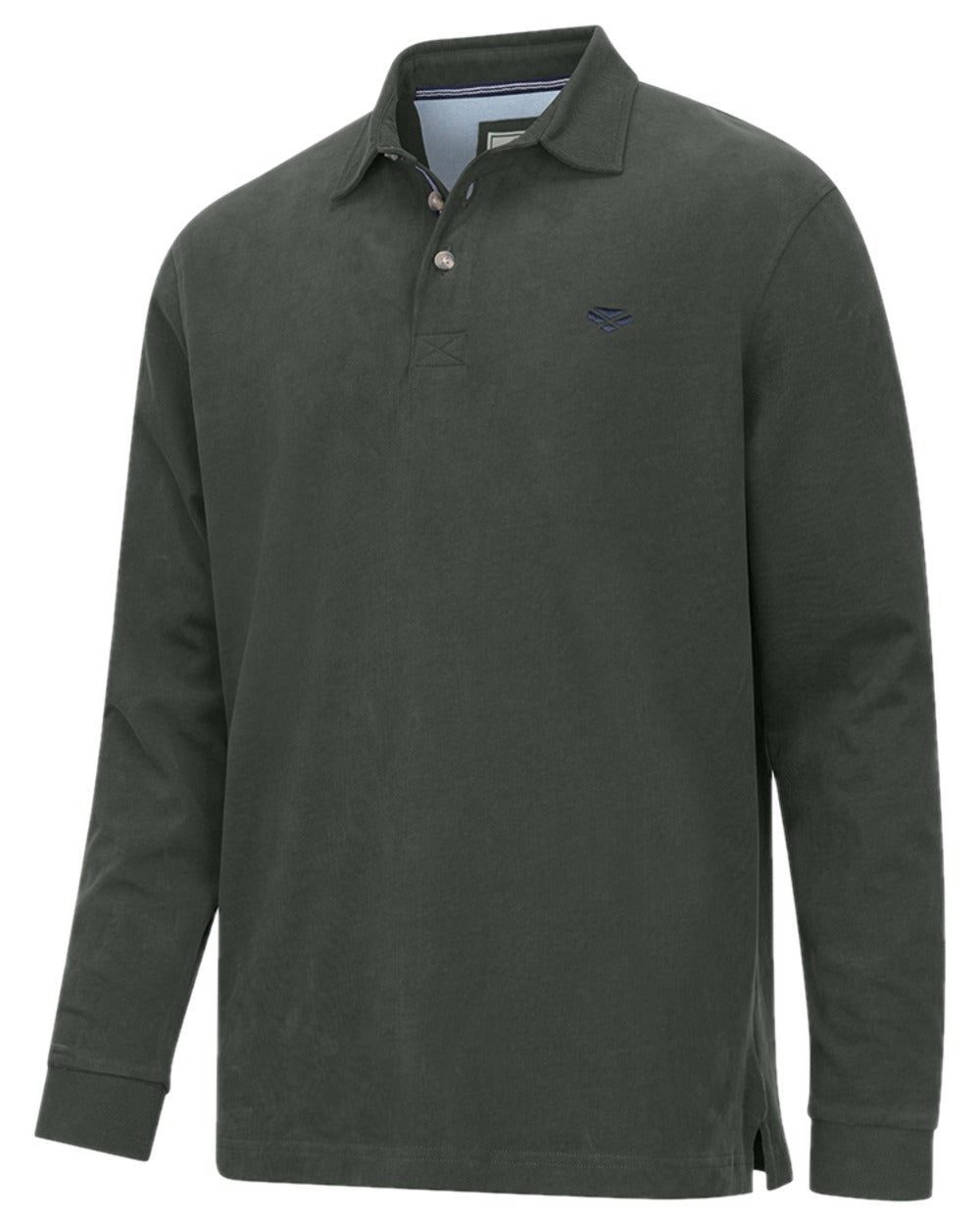 Forest Coloured Hoggs of Fife Mens Moffat Long Sleeve Rugby Shirt on white background 