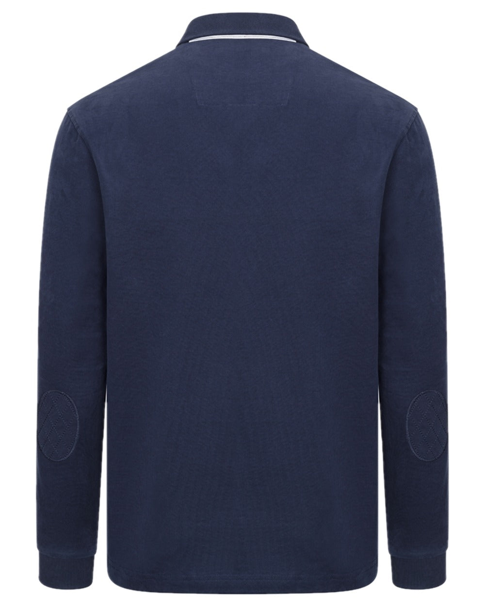 Navy Coloured Hoggs of Fife Mens Moffat Long Sleeve Rugby Shirt on white background 