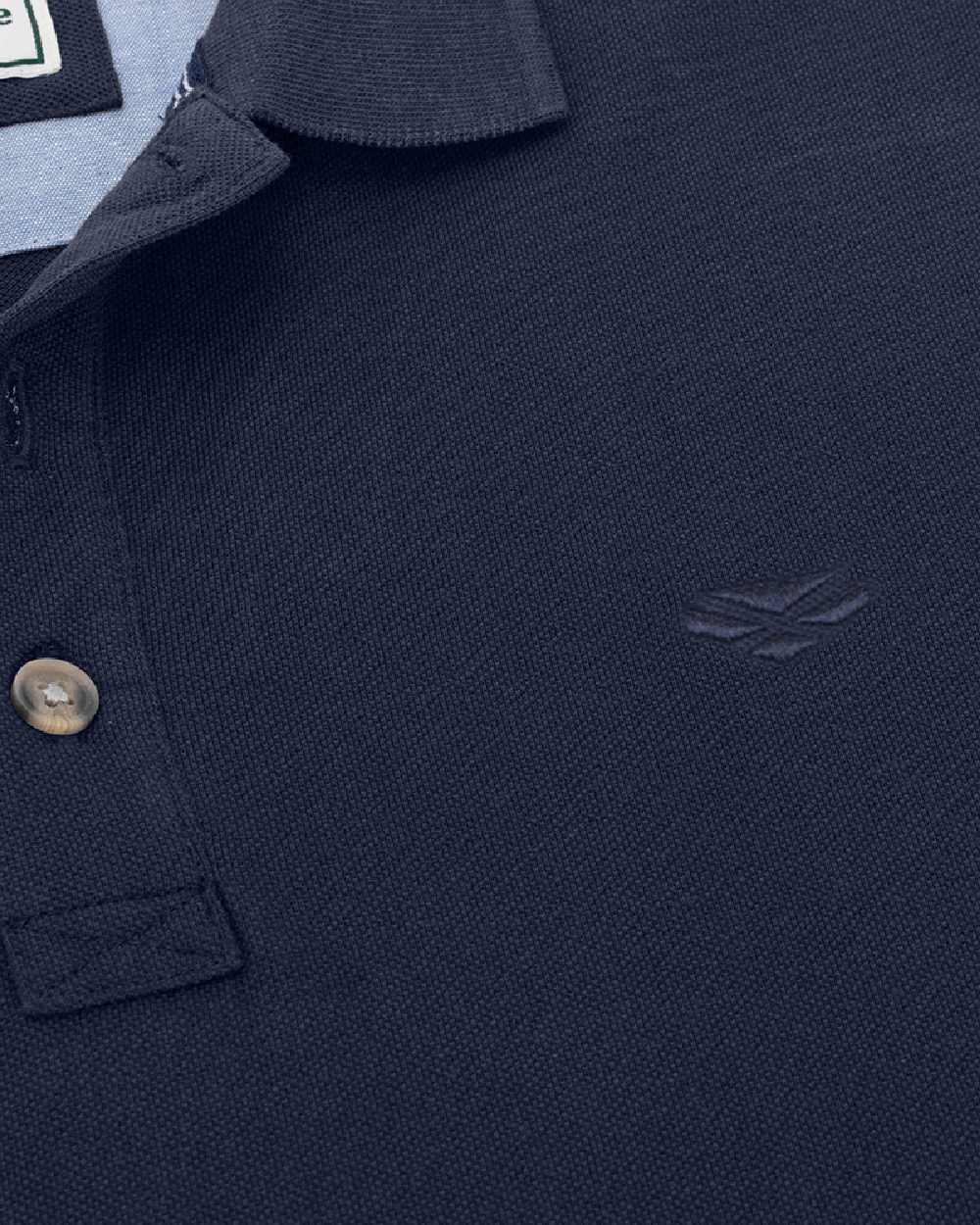 Navy Coloured Hoggs of Fife Mens Newton Pique Polo Shirt on white background 