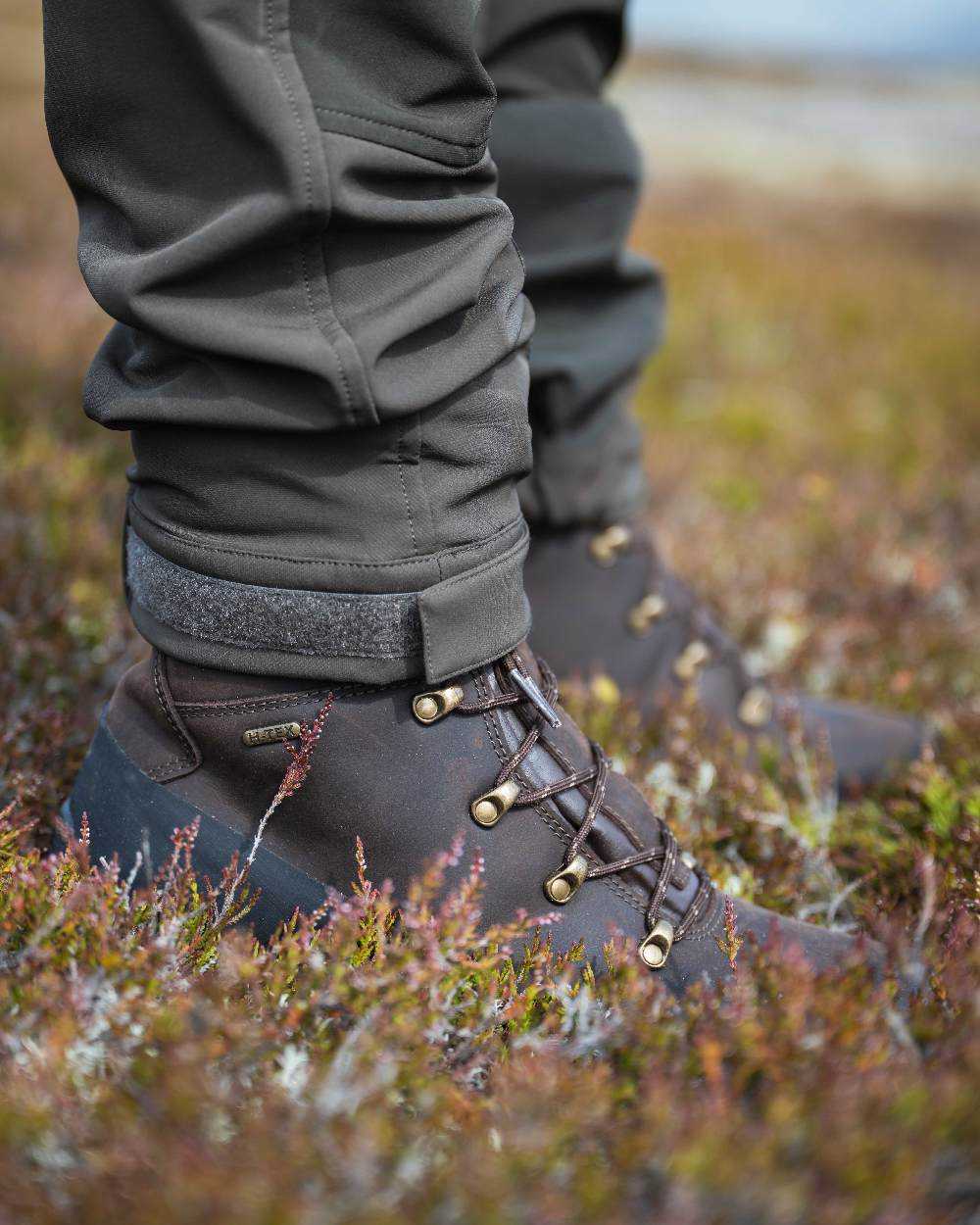 Brown Coloured Hoggs of Fife Mens Orchy 8" Waterproof Field Boots on outdoor background 
