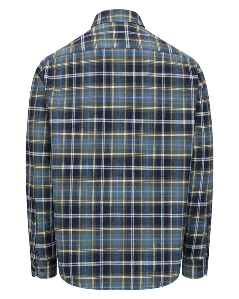 Green Blue Check Coloured Hoggs of Fife Mens Pitcairn Flannel Check Shirt on white background 