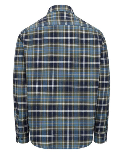 Green Blue Check Coloured Hoggs of Fife Mens Pitcairn Flannel Check Shirt on white background 