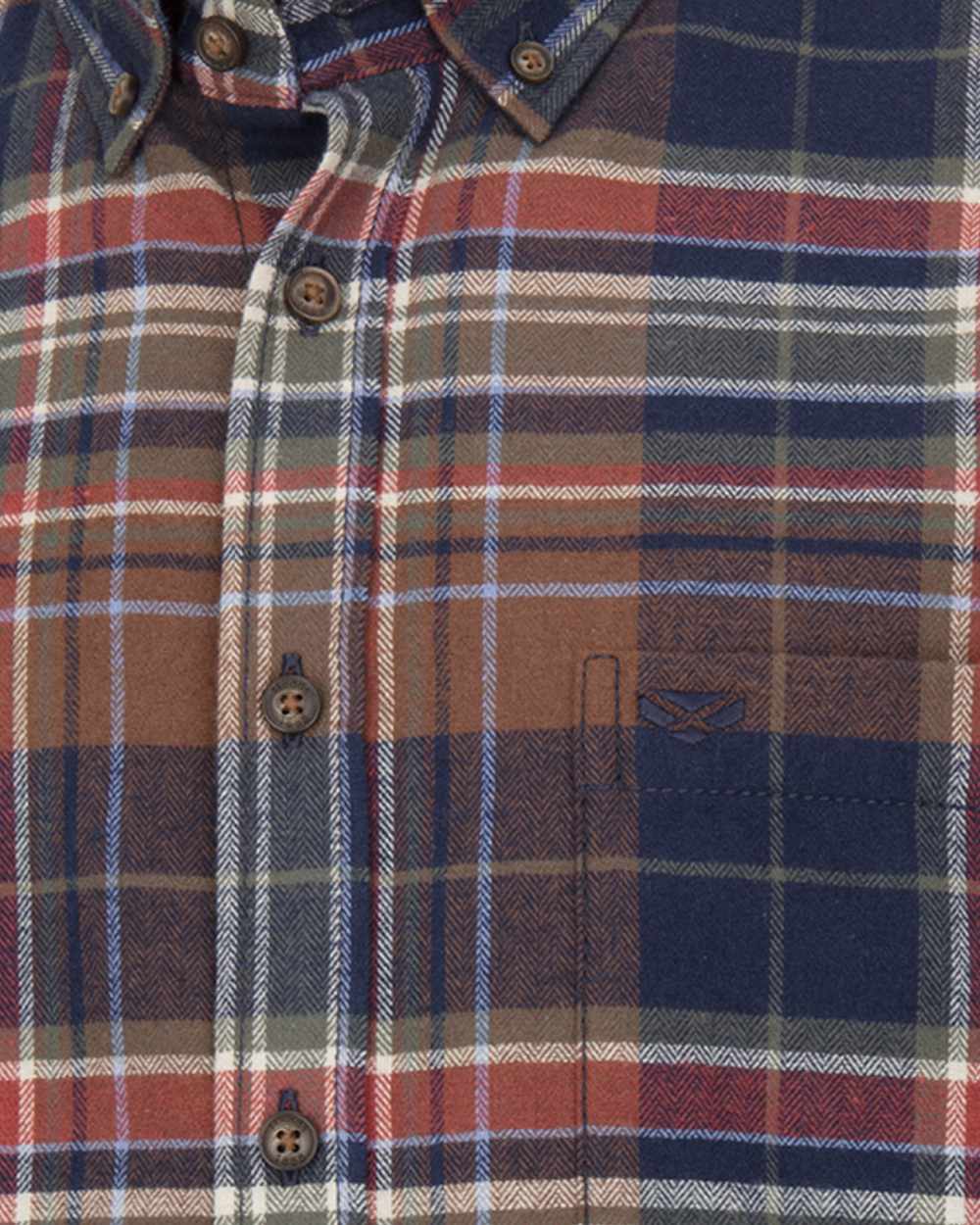Multi Check coloured Hoggs of Fife Mens Pitreavie Flannel Check Shirt on white background 
