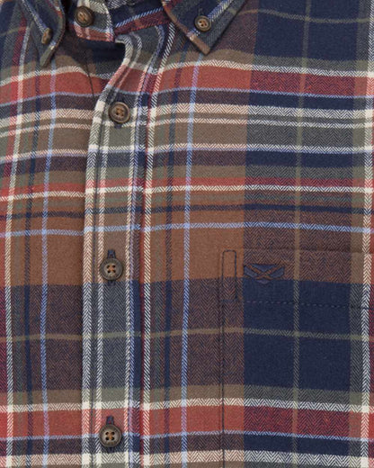 Multi Check coloured Hoggs of Fife Mens Pitreavie Flannel Check Shirt on white background 