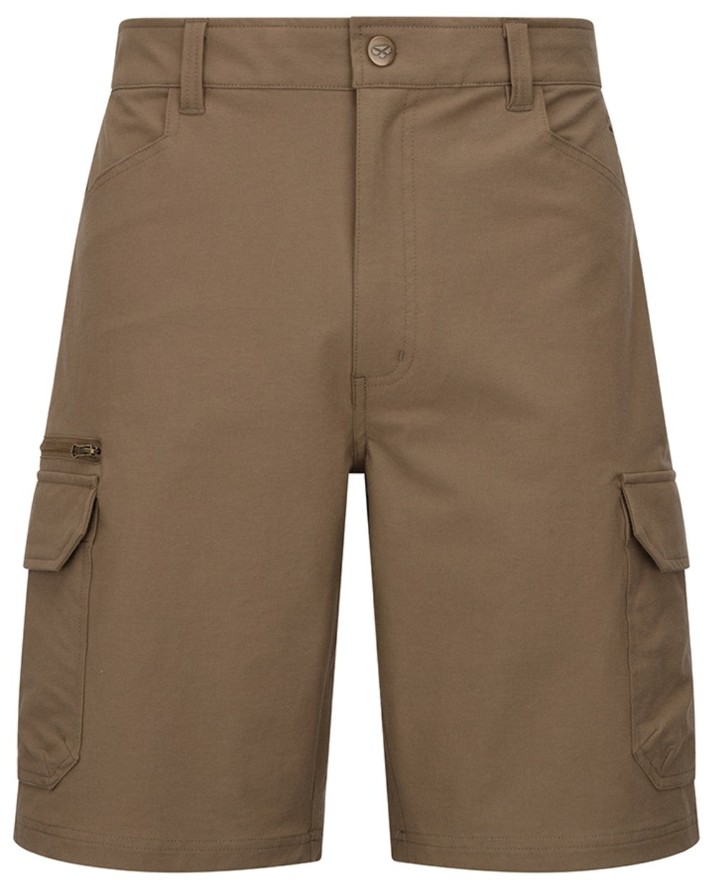 Khaki coloured Hoggs of Fife Mens Rothesay Utility Shorts on white background 