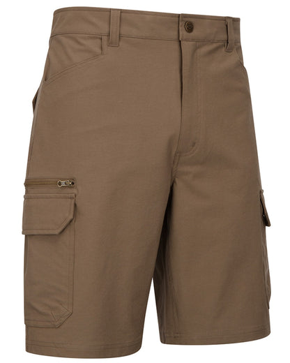 Khaki coloured Hoggs of Fife Mens Rothesay Utility Shorts on white background 