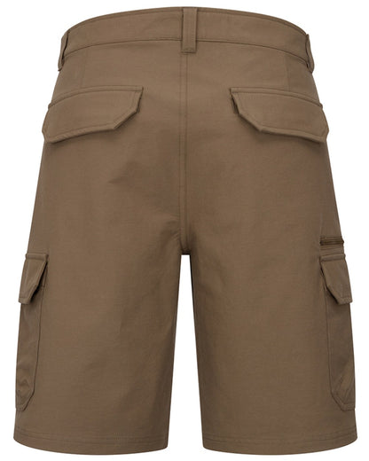 Khaki coloured Hoggs of Fife Mens Rothesay Utility Shorts on white background 