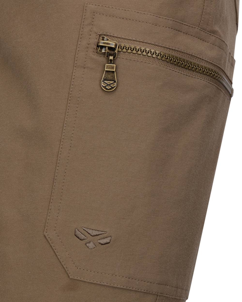 Khaki coloured Hoggs of Fife Mens Rothesay Utility Trousers on white background 
