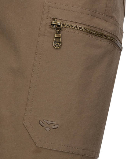 Khaki coloured Hoggs of Fife Mens Rothesay Utility Trousers on white background 