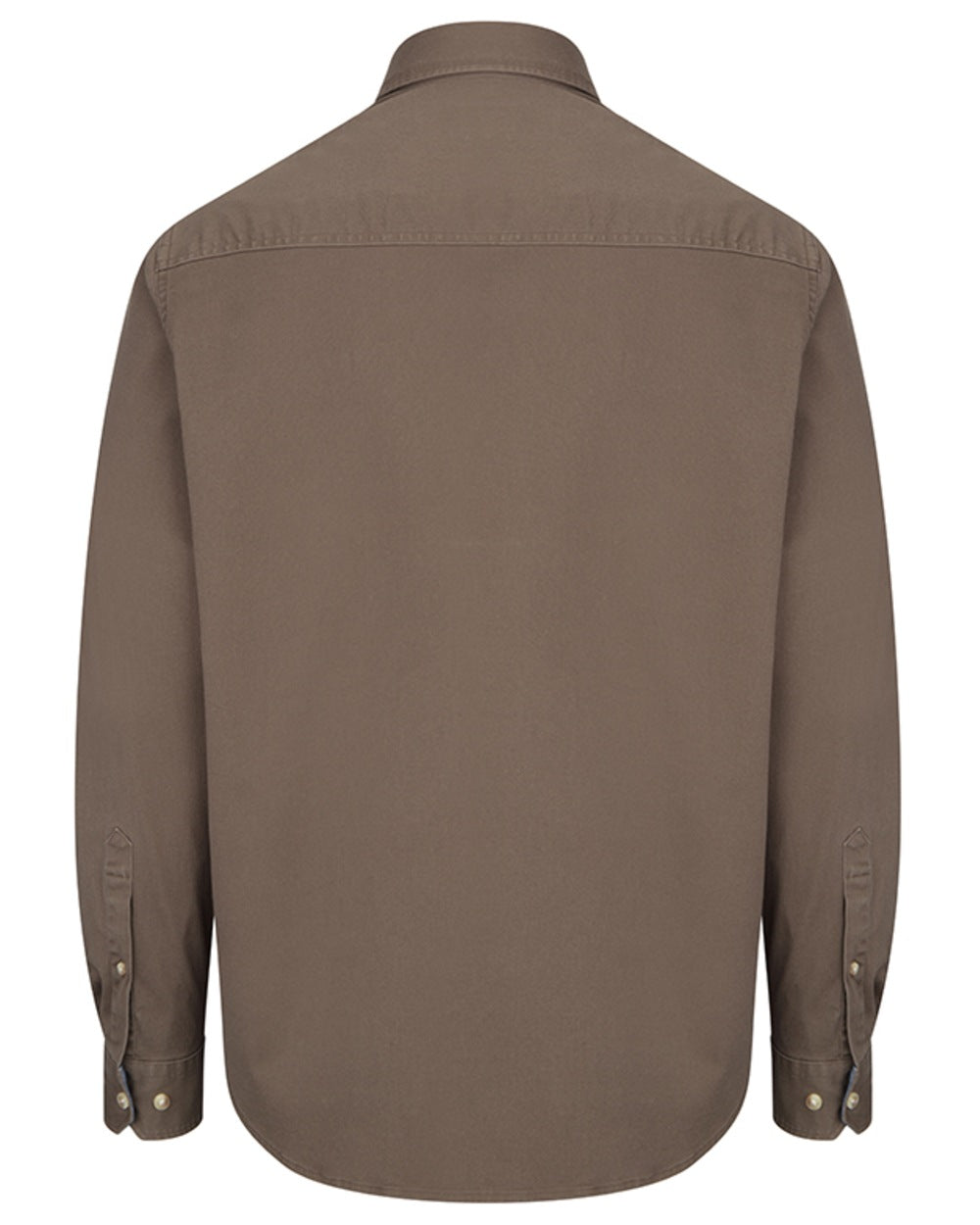 Khaki Green coloured Hoggs of Fife Mens Thornton Twill Shirt on white background 