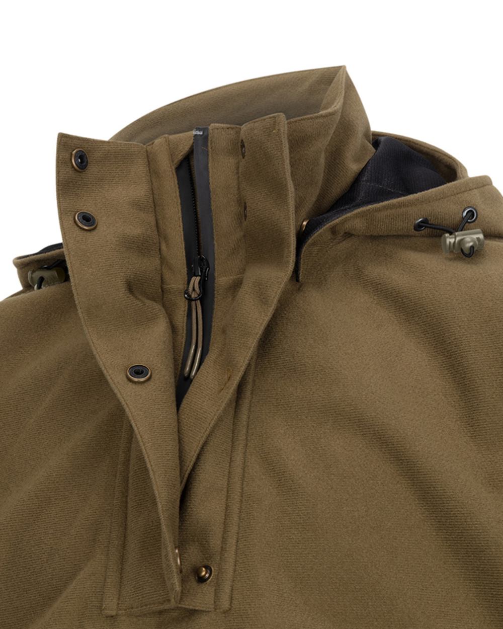 Olive Coloured Hoggs of Fife Mens Torness Trilaminate Waterproof Smock on white background 