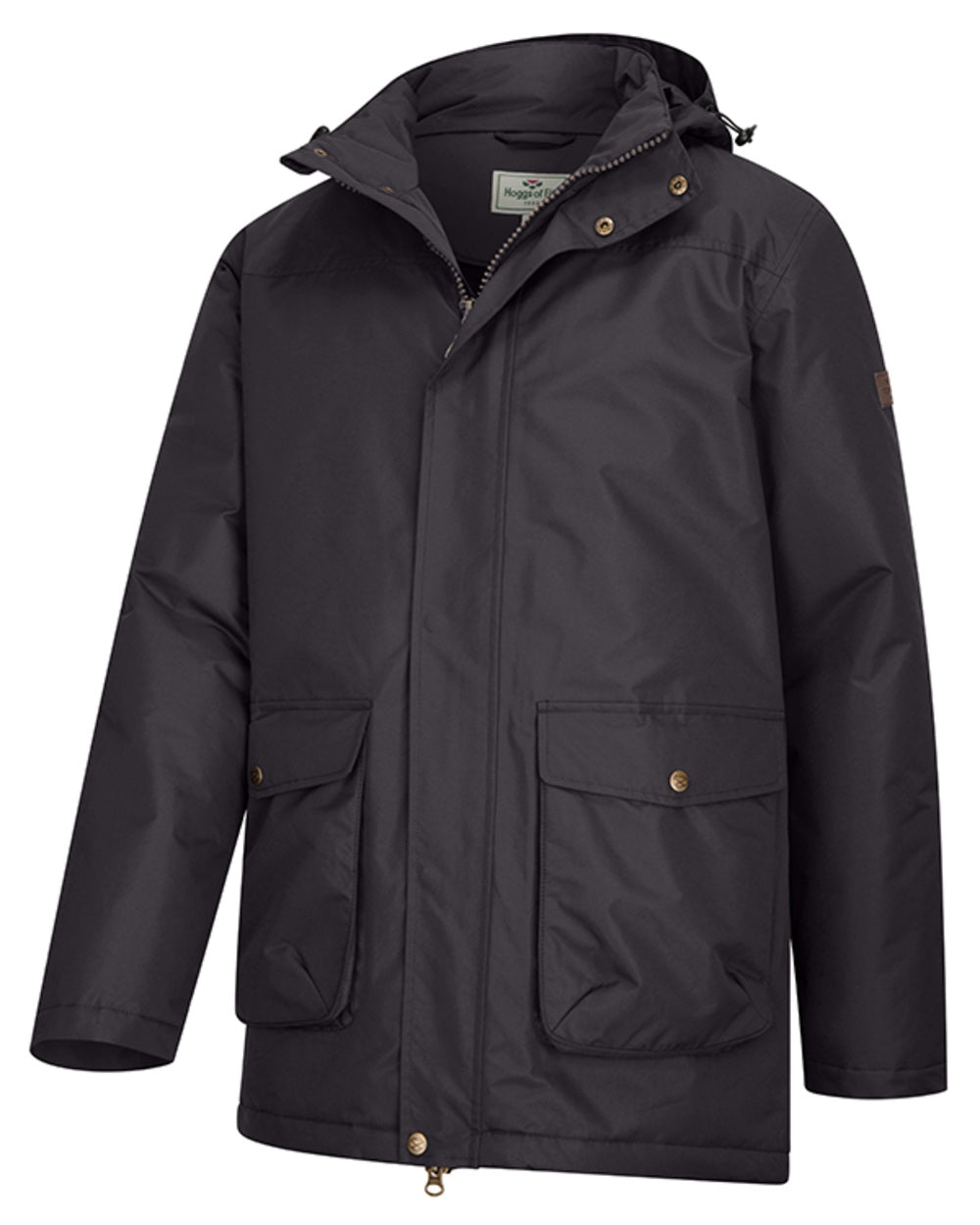 Charcoal Coloured Hoggs of Fife Mens Walker Long Coat Shirt on white background 
