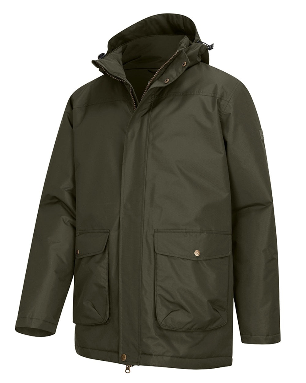 Fern Green Coloured Hoggs of Fife Mens Walker Long Coat Shirt on white background 