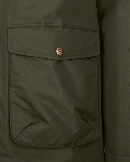 Fern Green Coloured Hoggs of Fife Mens Walker Long Coat Shirt on white background 