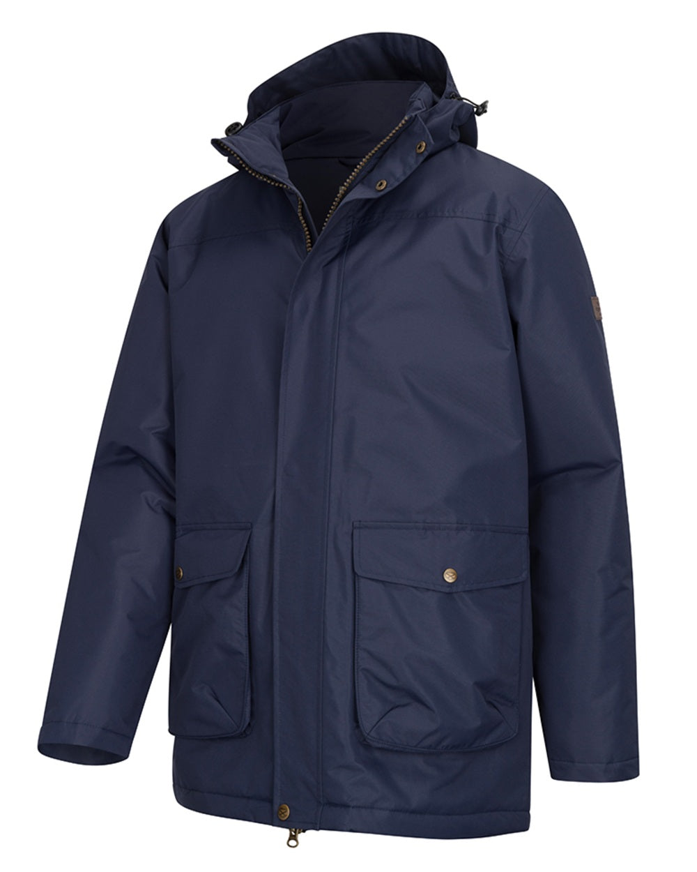 Ink Navy Coloured Hoggs of Fife Mens Walker Long Coat Shirt on white background 