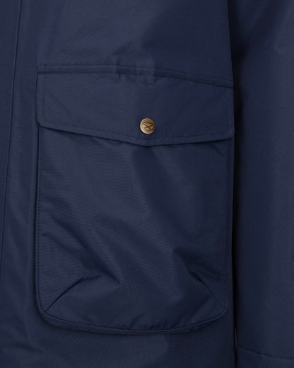 Ink Navy Coloured Hoggs of Fife Mens Walker Long Coat Shirt on white background 