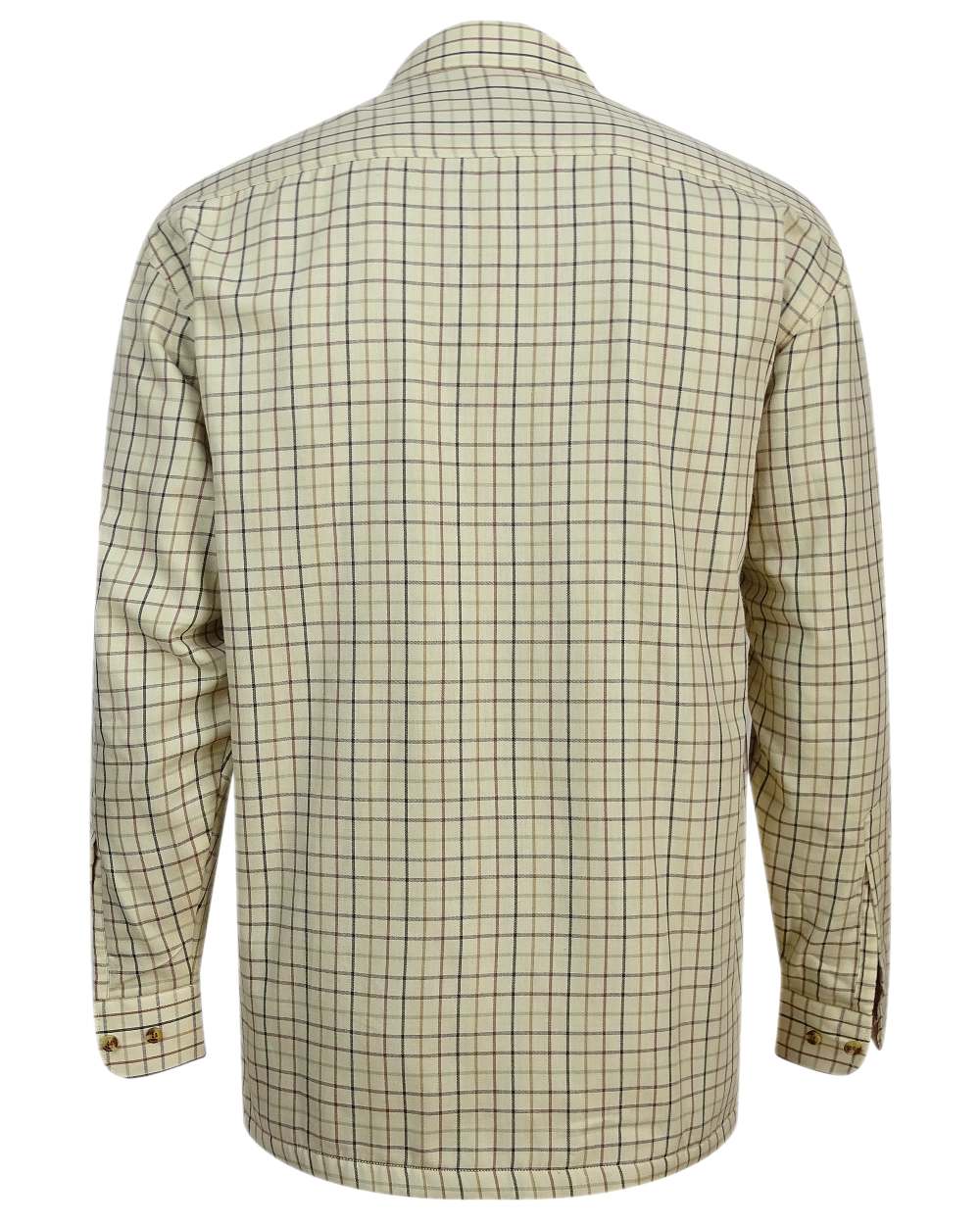 Birch Olive Tan Tattersall Coloured Hoggs of Fife Micro Fleece Lined Shirt on white background 