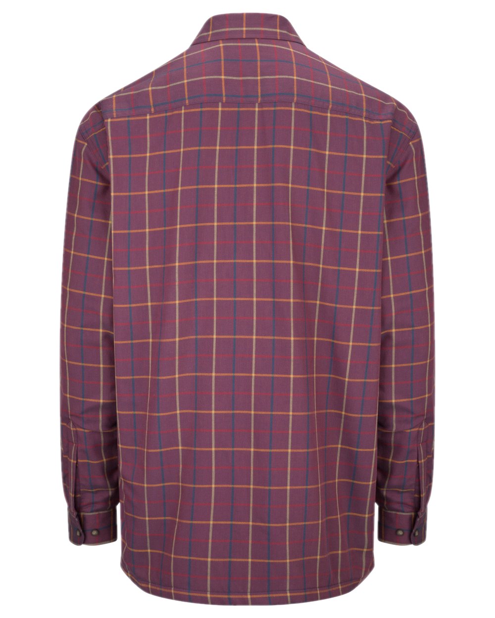 Bramble Wine Check Coloured Hoggs of Fife Micro Fleece Lined Shirt on white background 