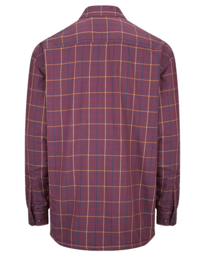 Bramble Wine Check Coloured Hoggs of Fife Micro Fleece Lined Shirt on white background 