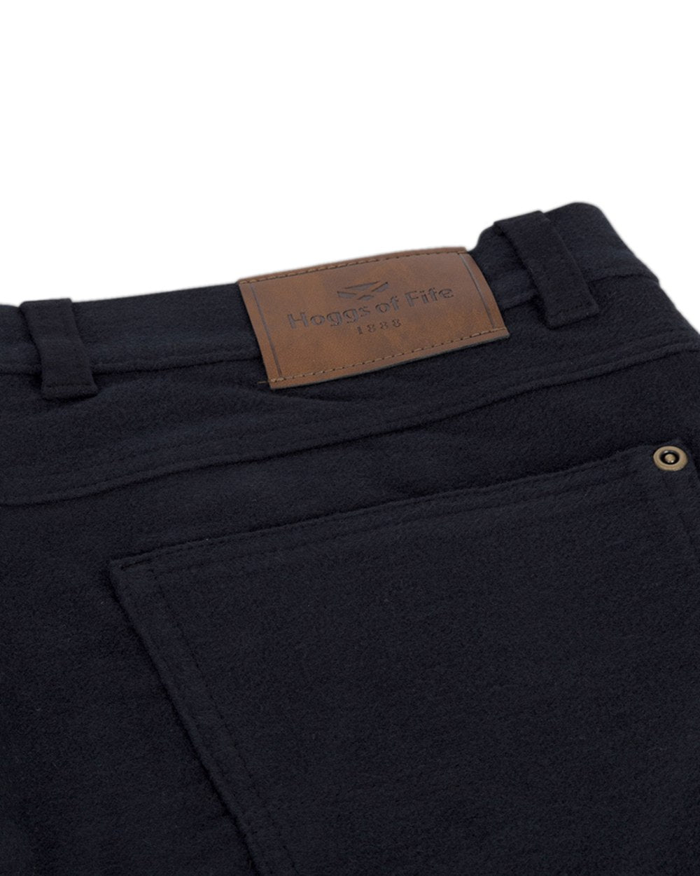 Navy Coloured Hoggs of Fife Monarch II Moleskin Jeans on white background 