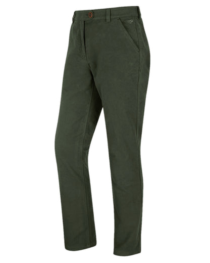 Dark Olive Coloured Hoggs of Fife Monarch II Moleskin Trousers on white background 