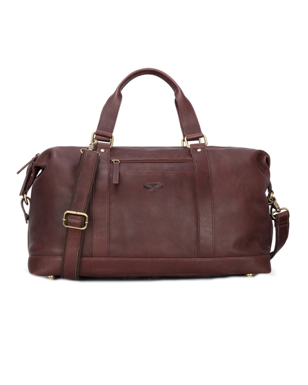 Conker Coloured Hoggs of Fife Monarch Leather Carryon Holdall on white background 