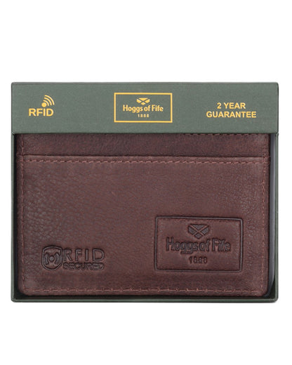Conker Coloured Hoggs of Fife Monarch Leather Credit Card Holder on white background 
