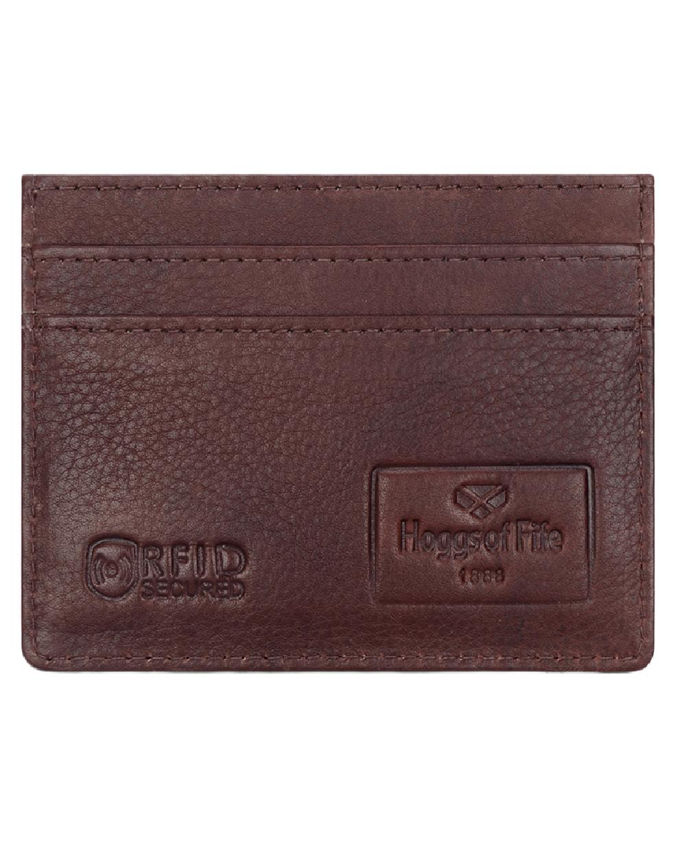 Conker Coloured Hoggs of Fife Monarch Leather Credit Card Holder on white background 