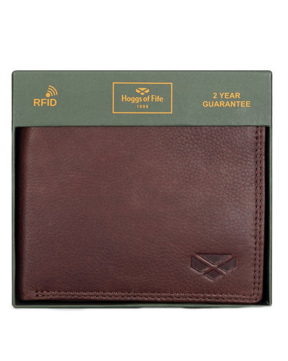 Conker Coloured Hoggs of Fife Monarch Leather Credit Card Wallet on white background 