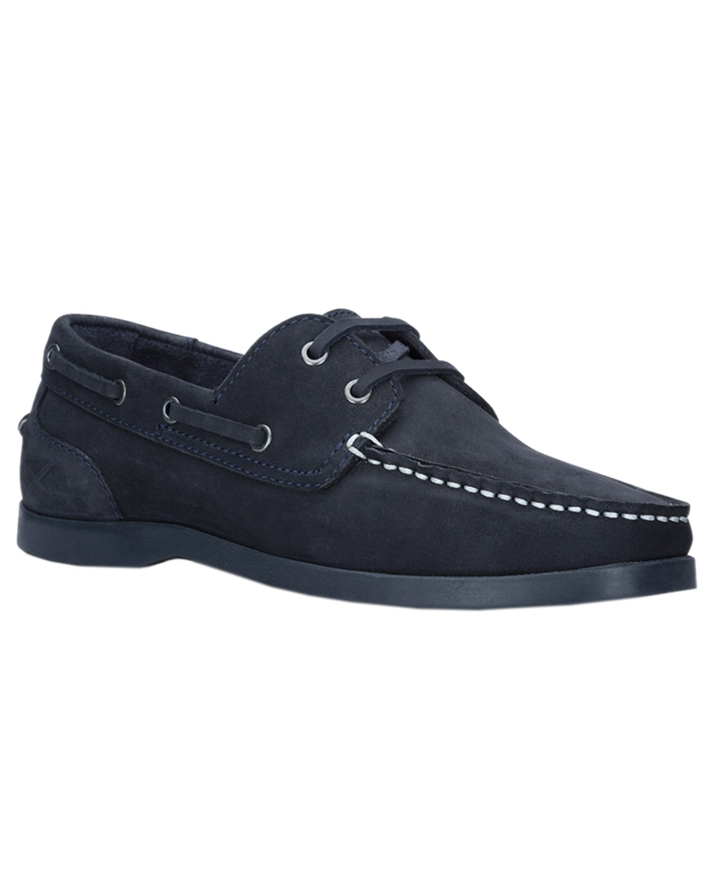 Midnight Navy Coloured Hoggs of Fife Mull Deck Shoes on white background 