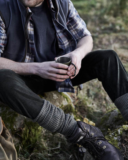 Brown Coloured Hoggs of Fife Munro Classic Leather Hiking Boots on forest background 