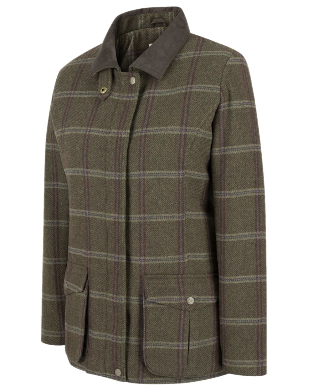 Bracken Tweed Coloured Hoggs of Fife Musselburgh Tweed Field Coat on white background 